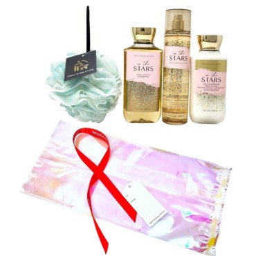 Fawn Over Finds Deluxe Bath and Body Gift Bundle Includes Fine Fragrance Mist - Body Lotion - Shower Gel - Fawn Over Finds Shower Loofah - Cello Bag - Gift Ribbon - Gift Tag (In The Stars)
