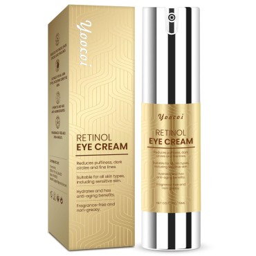 Retinol Eye Cream for Dark Circles and Puffiness, Anti Aging Under Eye Cream Reduce Wrinkles and Fine Lines, smooth and Hydrate Eye Area, Fragrance Free, Suitable for Sensitive Skin