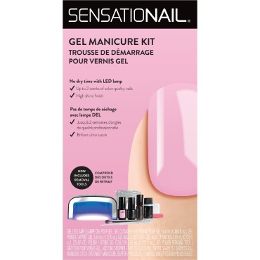 SensatioNail 32 Pcs Gel Nail Polish Kit with LED Lamp Nail Dryer, Nail Polish Remover, Primer, Base, and Top Coat Gel Polish, Pink Chiffon Color, Manicure Tools, DIY at home gift