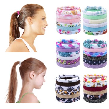 Hair Ties for Girls 36Pcs Ties for Thick Heavy or Curly Hair-No Slip Seamless Ponytail Holders-Hair Ties for Women-Long Lasting Braids- Elastic Hair Ties Accessories for Girls(C-multi-color 36pcs)