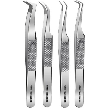 GMI Lash Tweezers - Pack of 4 Fiber Tip Eyelash Tw...