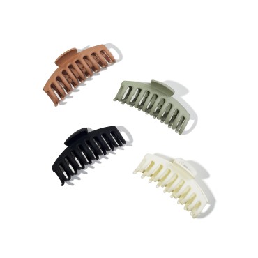 Trademark Beauty Claw Clips for Hair Styling, Lightweight Hair Clips, Hair Accessories for All Hair Lengths and Types, 4-Pack, Neutral