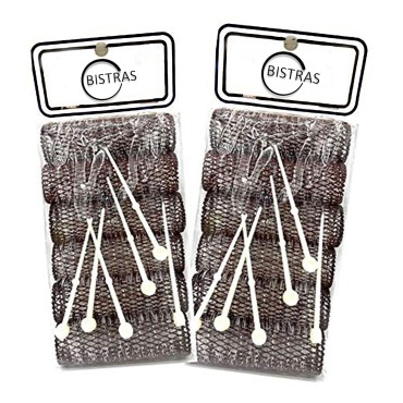 Bistras 12 pc Vintage Style Hair Roller Large BRUSH ROLLERS & PINS Mesh Hair Curlers With Bristles 3