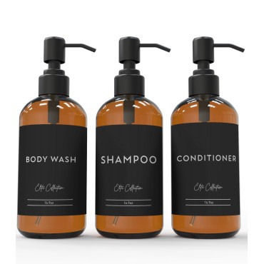 Shampoo & Conditioner Dispenser Bottle Set of 3-16.9 oz, Empty Shampoo Bottle for Bathroom & Shower, Refillable Body Wash Bottle with Pump for Shower Wall, Bathroom Essentials & Gift