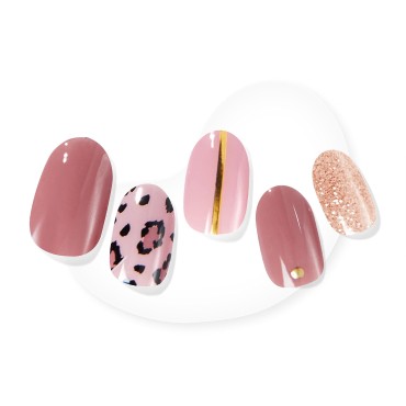 Dashing Diva Glaze Nail Strips - Cheerful Cheetah |Works with Any LED Nail Lamp |Long Lasting, Chip Resistant, Semicured Gel Nail Strips |Contains 34 Salon Quality Nail Wraps, 2 Prep Pad, 1 Nail File