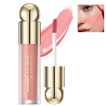 BEUKING Liquid Face Blush Stick Pigment Silky Long Lasting Cover Contouring For Face Skin Cheek Makeup Tint Peach Cream Blush (4#)