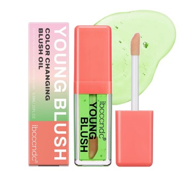 Color Changing Blush Oil - Liquid Blush for Cheeks, Dewy & Natural Flush Finish,Temperature Color Changing, Waterproof Blusher for Cheeks, Lightweight and Long-Wearing, Reacts to Your Skin's pH (Green 01)