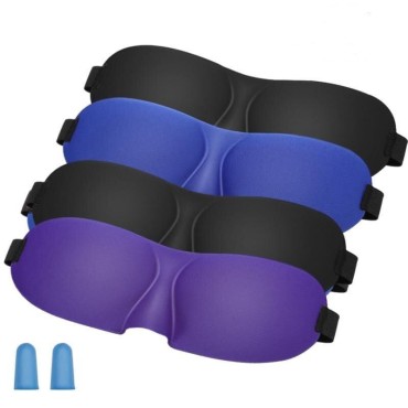 4 PCS Upgrade Sleep Eye Mask, Comfortable Adjustab...