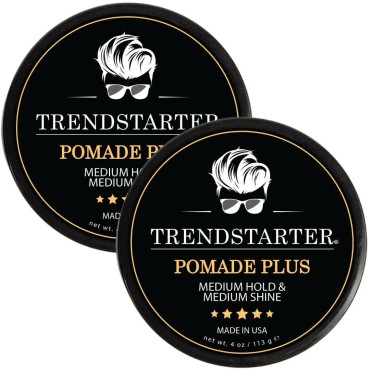 TRENDSTARTER - POMADE PLUS (4oz) (PACK of 2) - Medium Hold - Medium Shine - Premium Flake-Free Water-Based Premium Hair Styling Gel Product for All Hair Types - All-Day Reliability - Launched Spring 2023