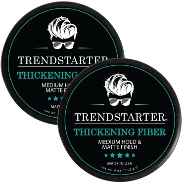 TRENDSTARTER - THICKENING FIBER (4oz) (Pack of 2) - Medium Hold - Matte Finish - Premium Hair Thickening Clay Pomade - Water-Based - All-Day Hold Styling Product - Launched Spring 2023