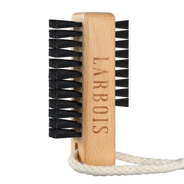 Larbois Wooden Nail Brush 1Pack, Nail Brush for Cleaning Fingernails Grip Clean Mechanic Brush Heavy Duty Nail Scrub Brush with Hanging Rope for Men and Women (Beechwood)