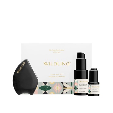 WILDLING Empress Facial Gua Sha Set I Facial Massage Tool + Facial Toner + Facial Oil to Lift, Plump, Tone + Sculpt I Patented Design 100% Authentic Bian Stone