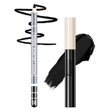 WENJLYJ 2 PCS Black Matte Liquid Lipstick & Lip Li...