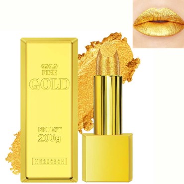 BEUKING Gold Lipstick Velvet Nude Red Pink Lip Tint Non-Smudge High Pigment Not Fade Smooth Long-Lasting Wear Non-Stick Cup Waterproof Matte Lady Lip Gloss for Girl Women Lady Daily Lip Makeup (#7)