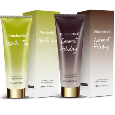 DincherBel Daily Moisturizing Lotion for Dry Skin, Hydrating Lotion, 8 Fl Oz 2 Pack (Chamomile;Coconut)