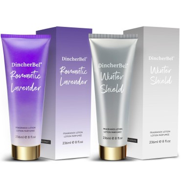 DincherBel Daily Moisturizing Lotion for Dry Skin, Hydrating Lotion, 8 Fl Oz 2 Pack (Lavender;Shea Butter)