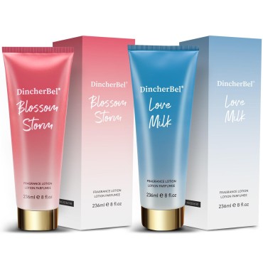 DincherBel Daily Moisturizing Lotion for Dry Skin, (Squalane, Amino Acid) Hydrating Lotion, 8 Fl Oz 2 Pack