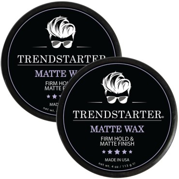 TRENDSTARTER - MATTE WAX (4oz) (PACK of 2) - Firm Hold - Matte Finish - New Fragrance Spring 2023 - Mens Hair Products - Premium Water Based All-Day Hold Hair Styling Pomade - Flake-Free Styling Wax for All Hair Types