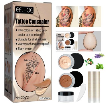 Tattoo Cover Up, Makeup Waterproof, Tattoo Concealer, Scar Cover Up Makeup Waterproof, Professional Skin Concealer Set for Dark Spots, Scars, Vitiligo, It can protect the tattoo from fading.