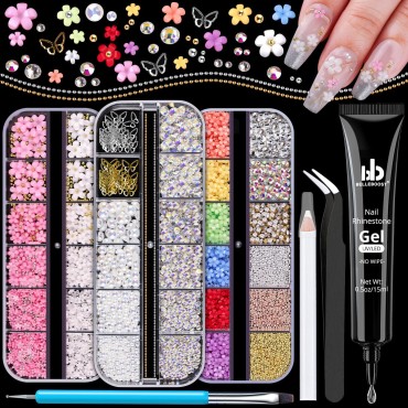 3D Nail Charms, Manicure Kit with Nail Rhinestone ...