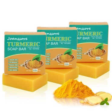 3 Pack Turmeric Soap Bar for Face & Body Cleanser,...