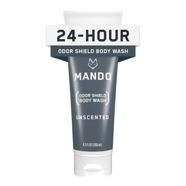 Mando Odor Shield Body Wash - 24 Hour Odor Control - Removes Odor Better than Soap - SLS Free, Paraben Free, Skin Safe - 8.5 Ounce (Unscented)