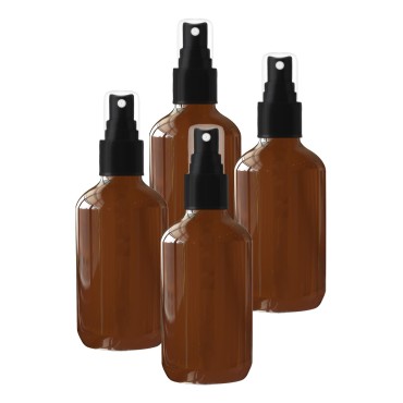 Mountain West Amber Glass Spray Bottle, 2 oz, 4 Pack, Mulit-Use, Refillable, Durable