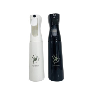 Hair Spray Bottle, Ultra Fine Refillable Water Mister. Designed for 100+ Professional Applications, Hairstyling, Cleaning, misting plants, and Skin Care. Black & White (Pack of 2) 10.14 oz / 300ml