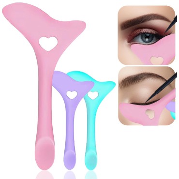 Eyeliner Stencils, Winged Eyeliner Tool, Mascara Shield, Multifunctional Silicone Eyeshadow Applicators, Perfect for Beginners in Makeup (Pink)