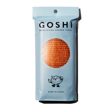 GOSHI Exfoliating Shower Towel - Rip-Resistant Exfoliating Washcloth for All Skin Types - Marigold Yellow - Made in Japan