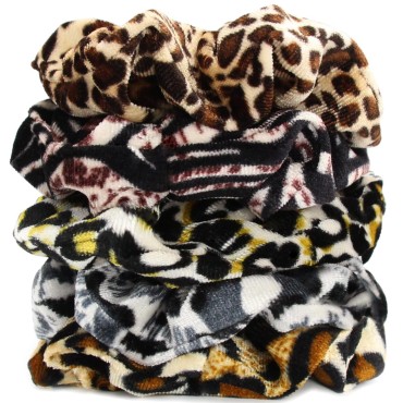 Hair Scrunchies Fabric Elastic Hair Scrunchy Ties Ropes Scrunchies for Women Girls (leopard hair scrunchies-C)