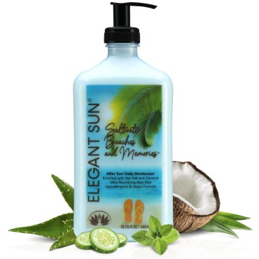 Tan Extender, Tanning Bed Lotion - After Sun Lotion with Aloe Vera Base Moisturizer, Hypoallergenic, Sensitive Skin Lotion for Men or Women, Unisex Fresh Scent, Elegant Sun Saltwater Beaches