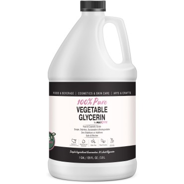 MAXTITE Pure Vegetable Glycerin - 1 Gallon - Natural Food Grade for Cosmetics, Skin, Hair, Crafts, Cooking and More - from USA Seed Oils