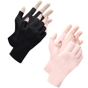 spacepower 2 Pairs UV Gloves for Nails: UPF 50+ An...