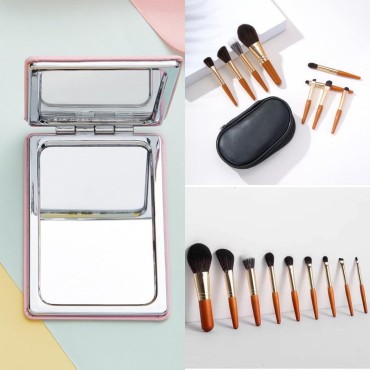Mini Travel Makeup Brush Set with Bag and Mirror,Christmas Gift Makeup Brush Holder,Makeup Brush Kit For Women