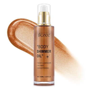 PEDSCBG Body Shimmer Oil-Body Luminizer,Lasting Moisturizing High Glossy for Face & Body, Body Glitter Oil is A Must-Have for Partying and Dating Outdoors (Bronze)