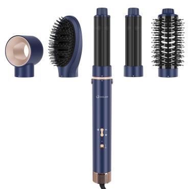 IG INGLAM MegaAIR Styler, 5 in-1 Professional Hair Dryer Brush 110,000 RPM Brushless BLDC Motor Ionic Hot Air Styler Volumizing and Shape, Prussian Blue