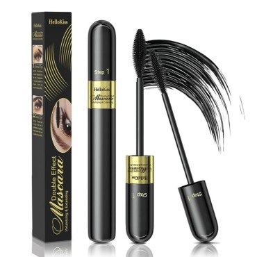 Naseny 2in1 Vibely Mascara 5x Longer Waterproof Black Volume And Lengh Dual Effect Lash Cosmetics Lengthening And Thickening Tubing Mascara Smudge-Proof Non Clumping Long Lasting?Black/Pack of 1?