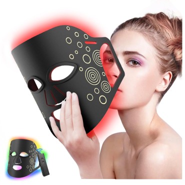 Led Face Mask Light Therapy Skin Care Mask 7 Colors LED Facial Mask Blue Red Light Therapy For Acne Reduction Skin Rejuvenation Anti-Aging Wrinkle Acne FSA HSA Eligible