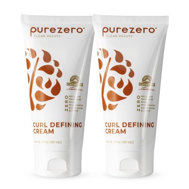 Purezero Curl Cream, Enhances Curl Definition, Moisturizes and Hydrates, Reduces Frizz, Reduces Breakage, Zero Sulfates, Parabens, Dyes,100% Vegan & Cruelty Free, Great For Color Treated Hair (6oz, 2 Pack)
