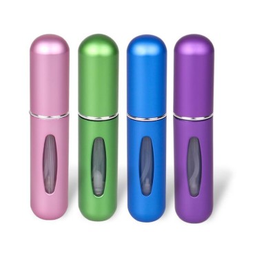 IDRIS FISH TikTok Trending Refillable 5ml Perfume Atomizer Bottle. Travel Set of 4. Travel Perfume Atomizer Refillable. Travel Perfume Bottle Refillable.… (Lt Pink, Green, Blue, Purple)