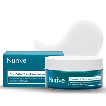 NURIVE CoreVital Snail Mucin Eye Gel Patches - Anti Aging Eye Gel Mask | Moisturizing Under Eye | Travel Essentials Pads for Dark Circles, Puffy Eyes, Bags, Fine Lines, Wrinkles 30 Pairs (60 Patches)