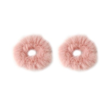 2Pcs Pink Fluffy Hair Scrunchies, Pink Hair Access...