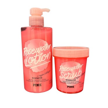 Victoria's Secret PINK Rosewater 2pc bundle - Body Lotion 14oz & Body Scrub 10oz