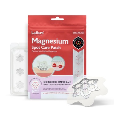 Laflare FreeGo Magnesium Acne Patches for Face. Blemish.Zit & Dark Spots from Post-Blemish, Acne .Zit. Self Dissolving,Hydrocolloid, Tee Tree oil & more (L 6pc)