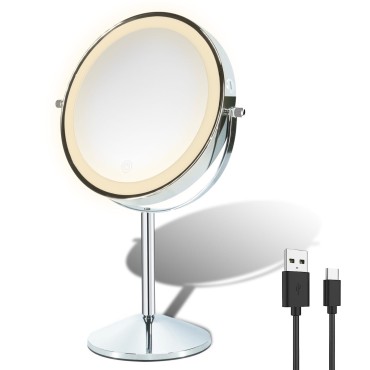 Lighted Makeup Mirror with Magnification, 8