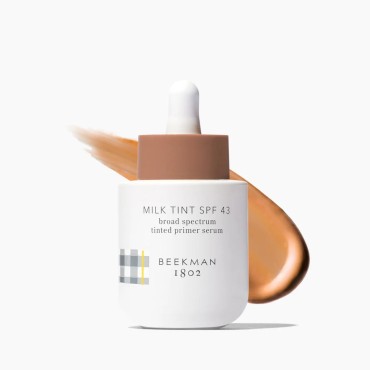 Beekman 1802 Milk Tint Face SPF 43, Rich - Oxybenzone & Fragrance Free - 1 oz - Tinted Mineral Sunscreen, Makeup Primer & Moisturizer - Blends Seamlessly - Good for Sensitive Skin - Cruelty Free