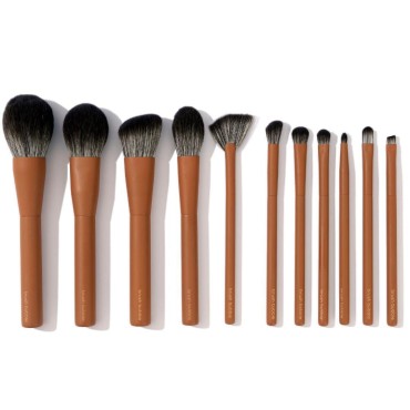 Makeup Brush Set- brush bubble full set makeup brushes for liquid foundation, powders, creams and shadows. 11 Piece Vegan, Silver-infused, soft luxury face makeup brush set