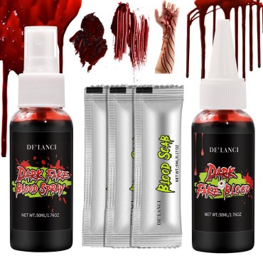 Fake Blood Makeup Set, 5PCS Dark Fake Blood,1.76oz...