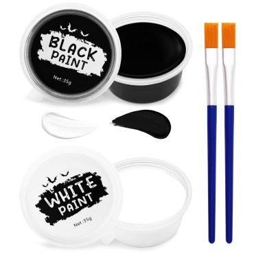 Black & White Face Paint Set (1.25 oz Each) - Prof...